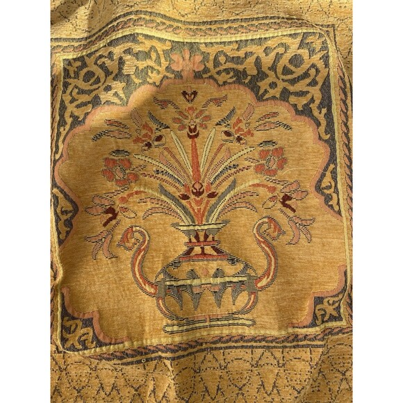 Vtg Hand Woven Lebanese Mat Tapestry Tablecloth Square Jacquard Woven Fringe - Picture 7 of 16